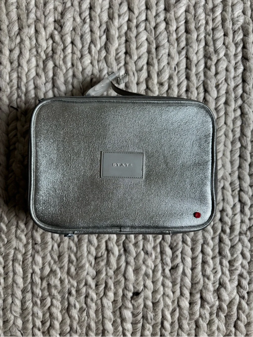 STATE Silver Backpack with Yellow Daisy Appliqués